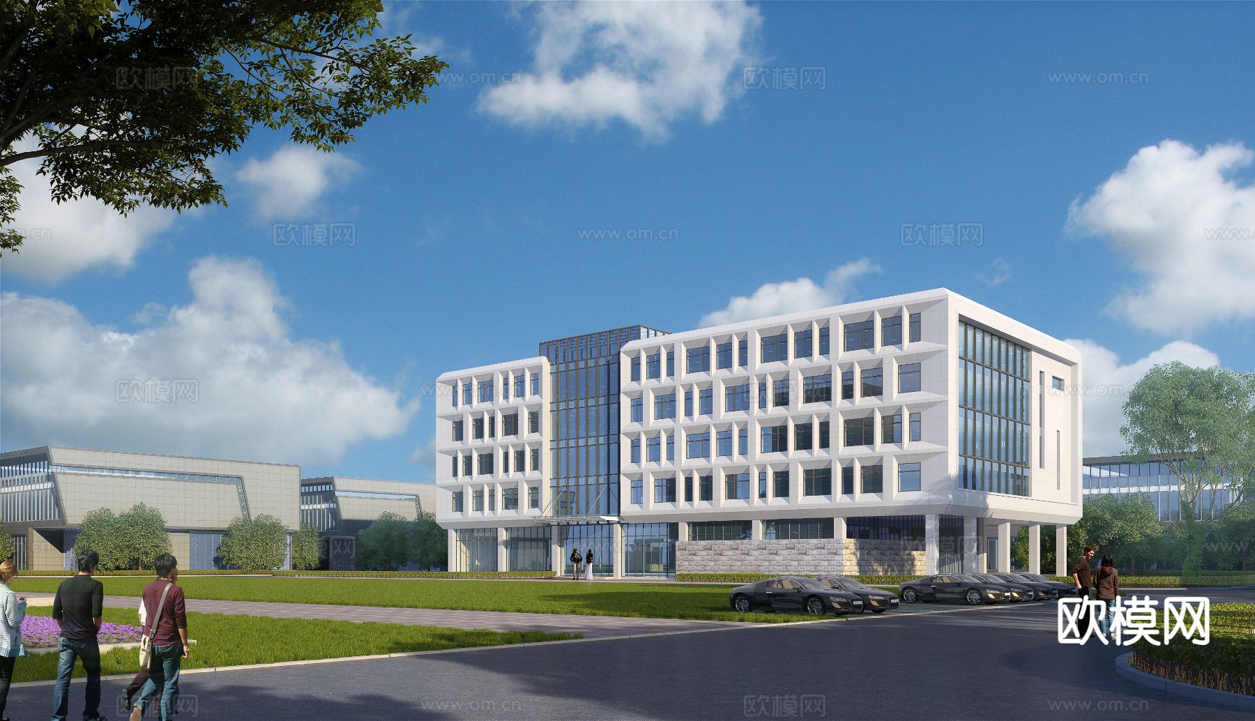 现代办公楼外观3d模型下载