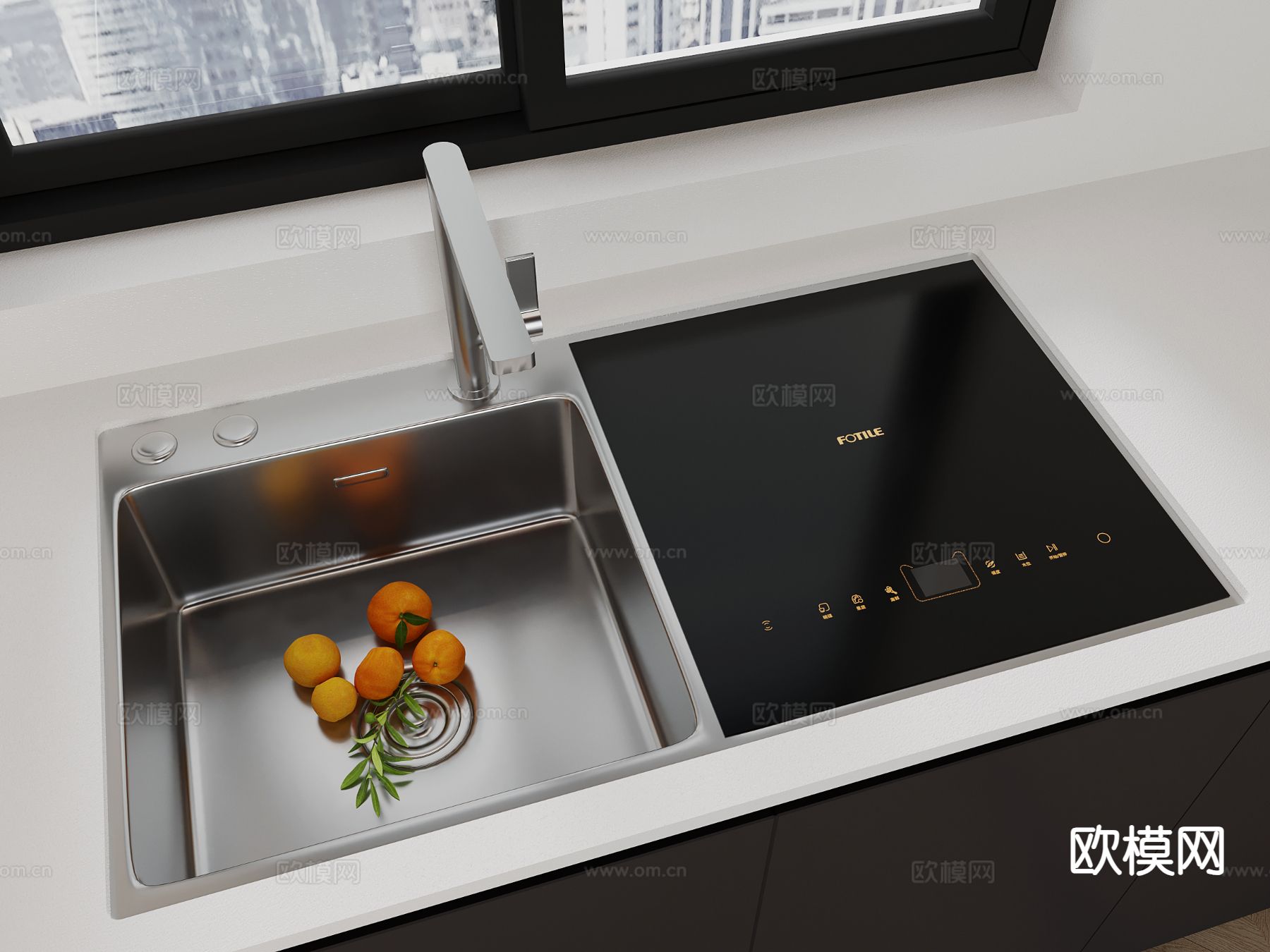 洗菜池 台下盆 洗碗机su模型下载（渲染图2）