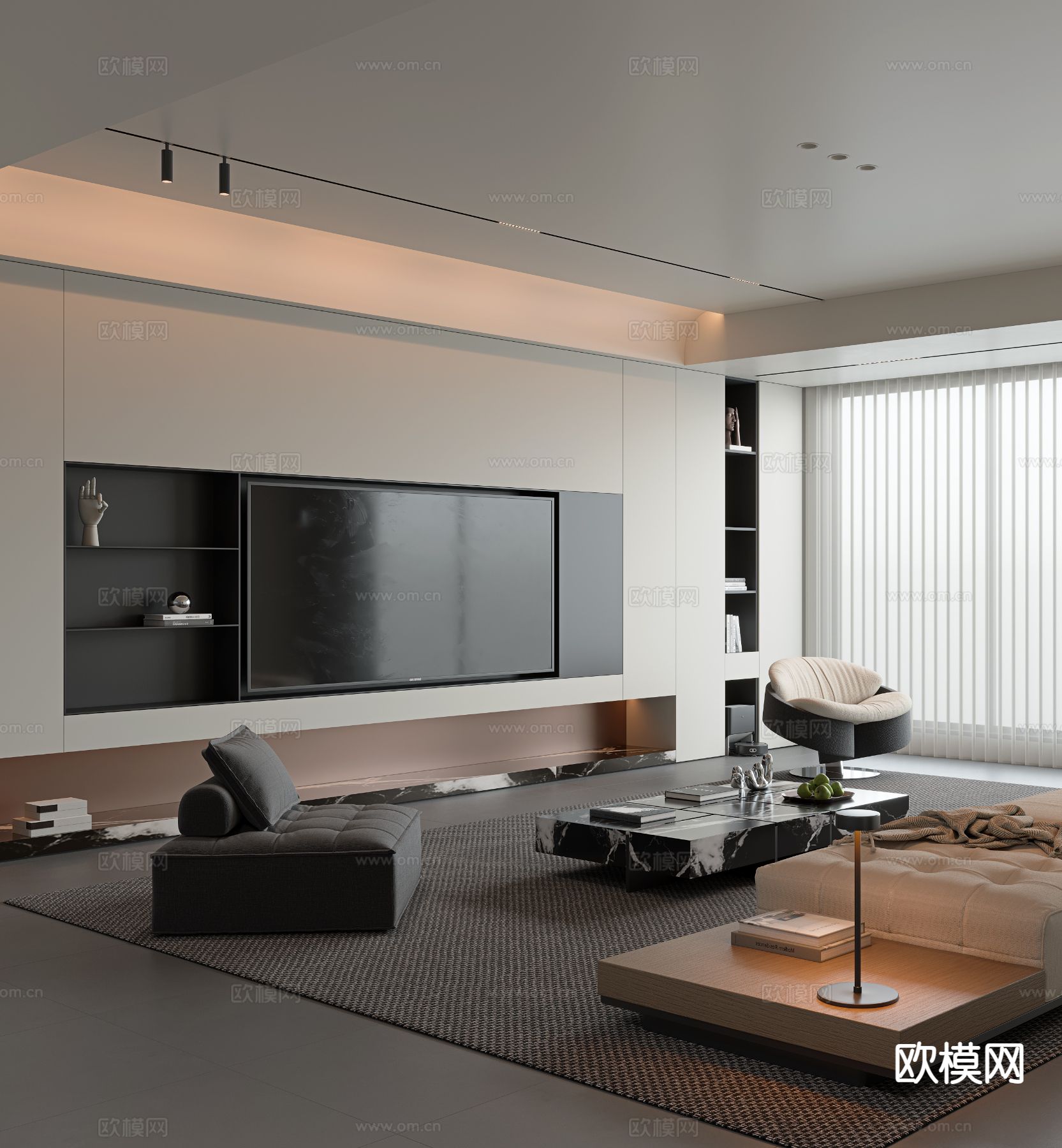 意式客厅3d模型下载（渲染图1）