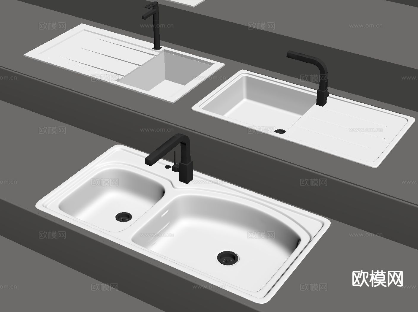 浴室盆 一体盆 陶瓷盆su模型下载（渲染图1）