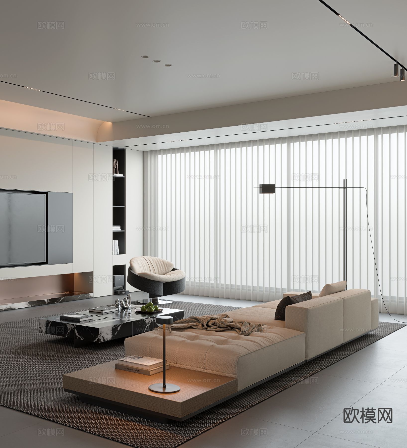 意式客厅3d模型下载（渲染图2）