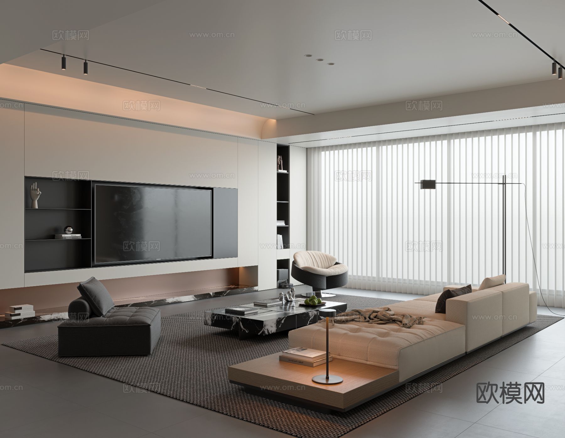 意式客厅3d模型下载（渲染图3）