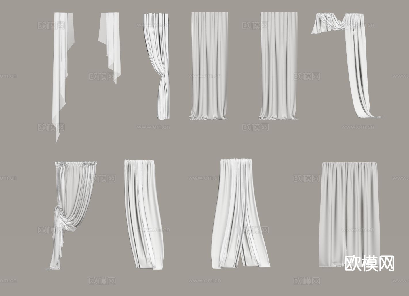 现代纱帘 窗帘su模型下载（渲染图1）