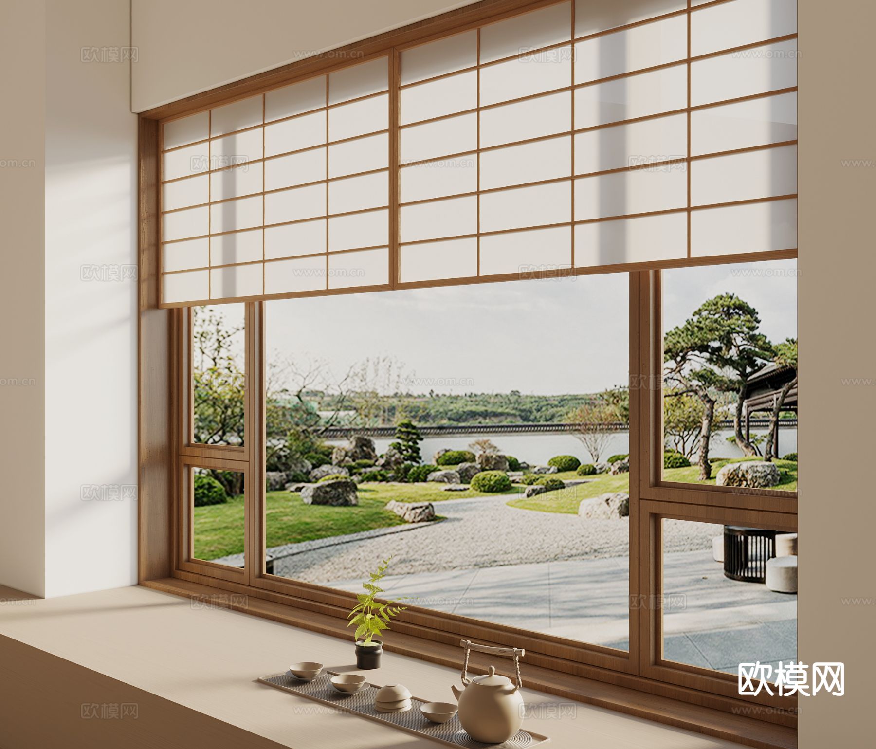 日式窗帘 卷帘 遮光帘su模型下载（渲染图2）