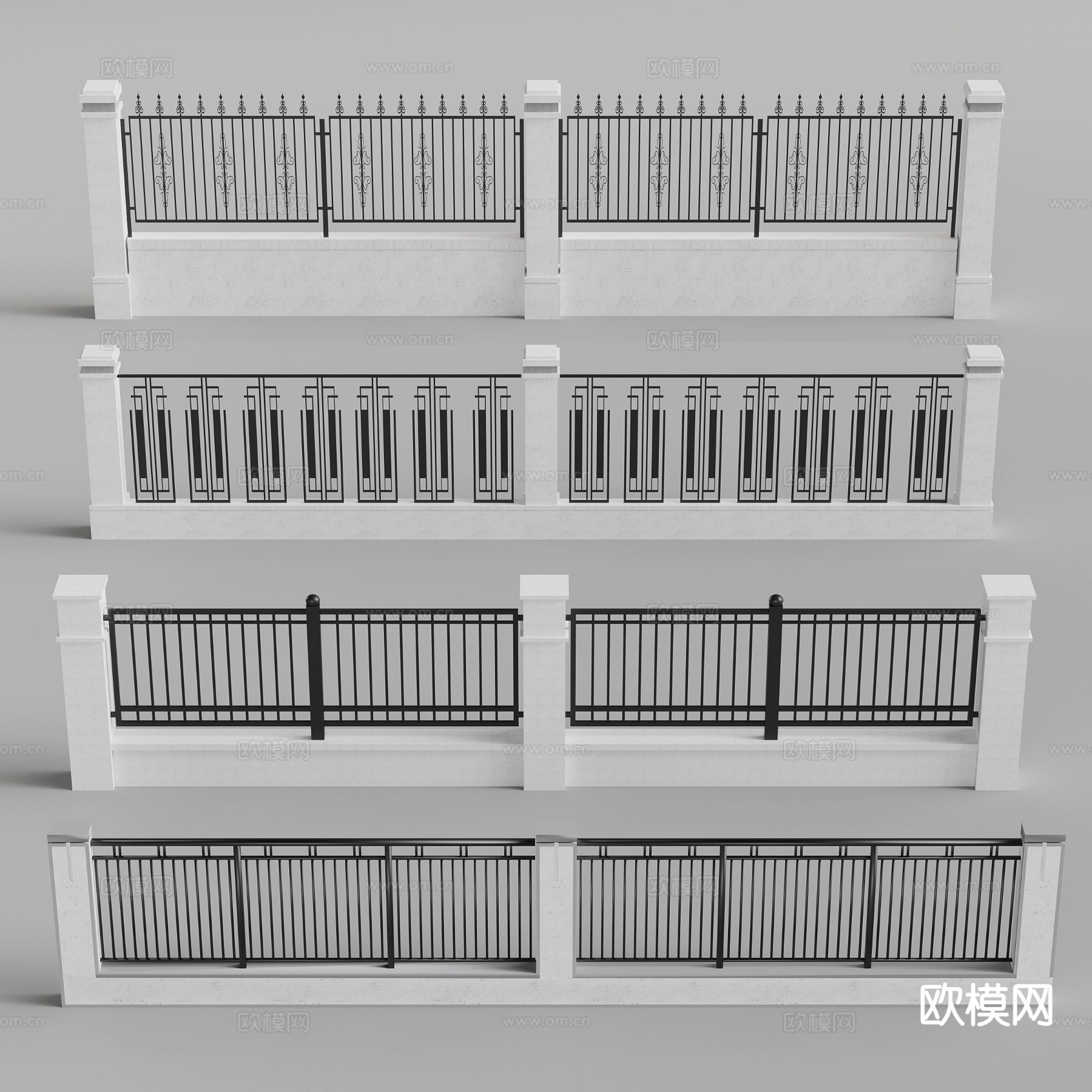 新中式围墙 围栏 栅栏 栏杆su模型下载（渲染图2）