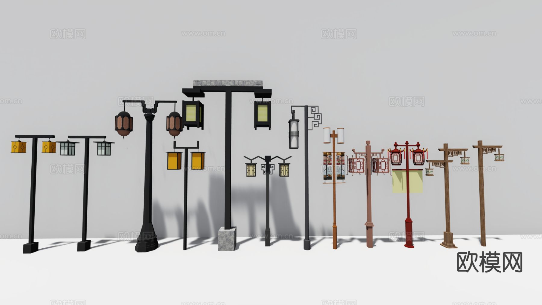 新中式户外灯 景观灯 路灯su模型下载（渲染图2）