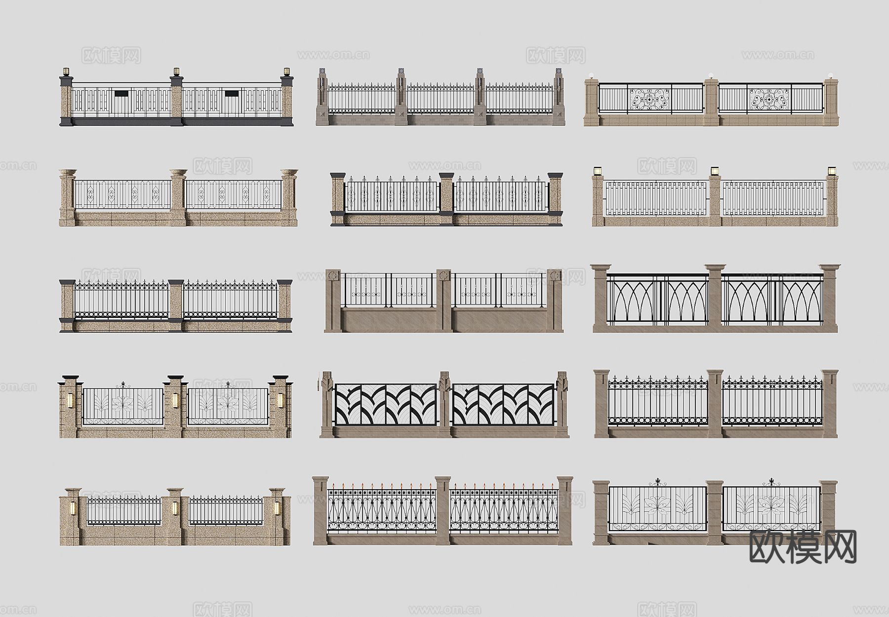 建筑外墙 庭院景墙 别墅院墙su模型下载（渲染图2）