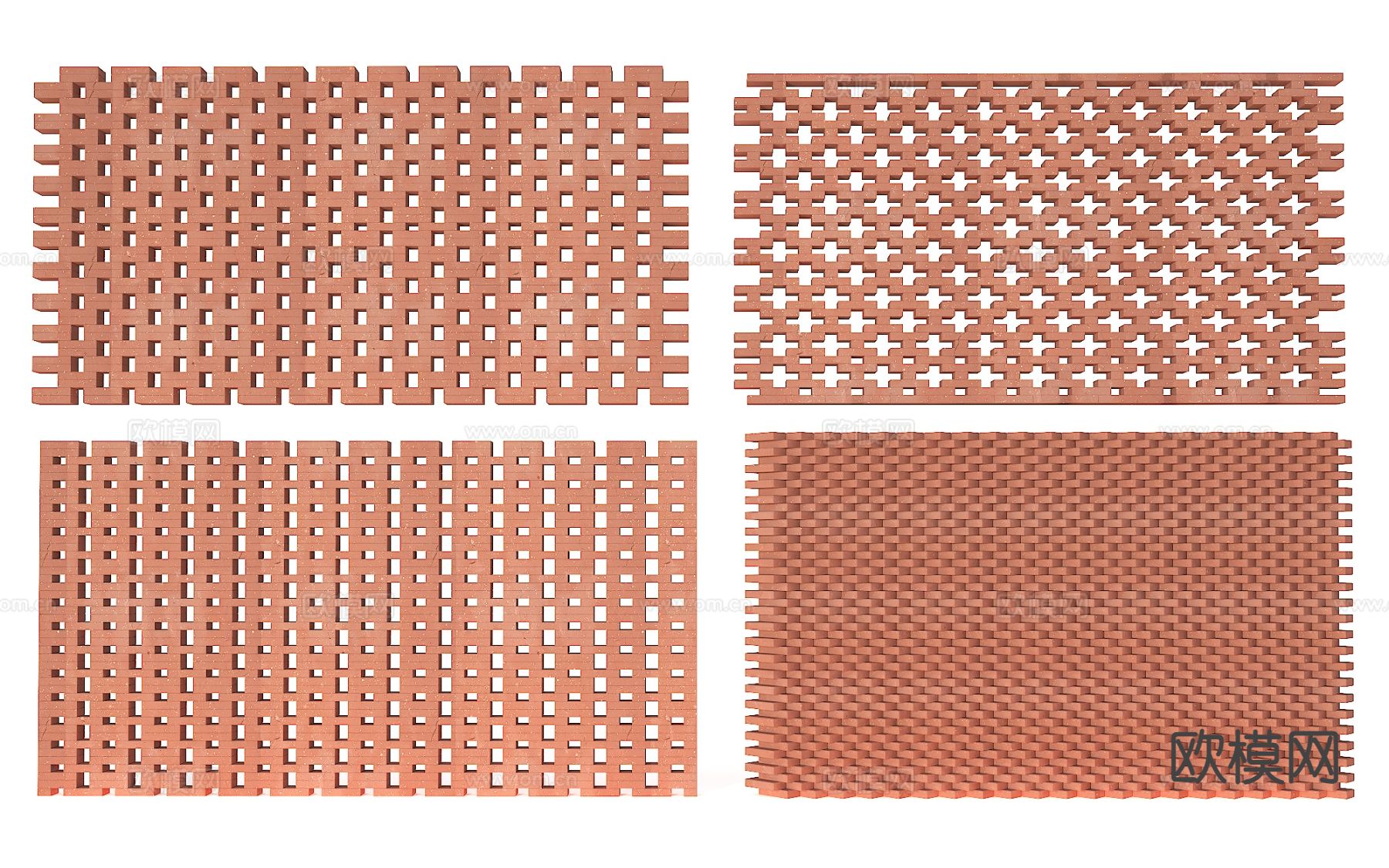 现代红砖 砖墙 围墙 隔断3d模型