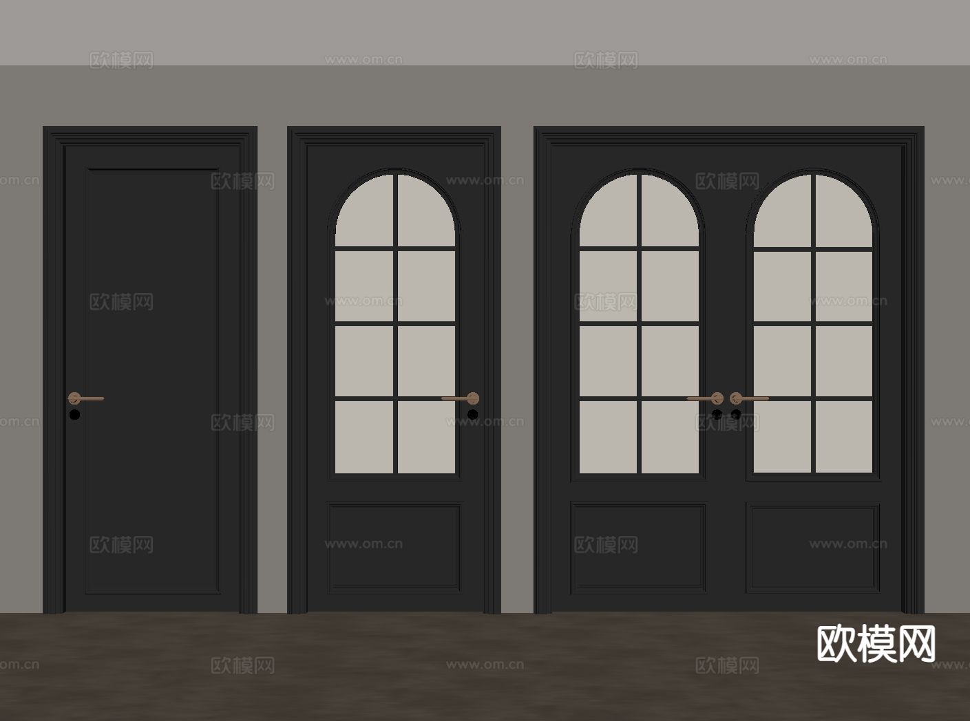 法式单开门 双开门 卫浴门 卧室门su模型下载（渲染图1）