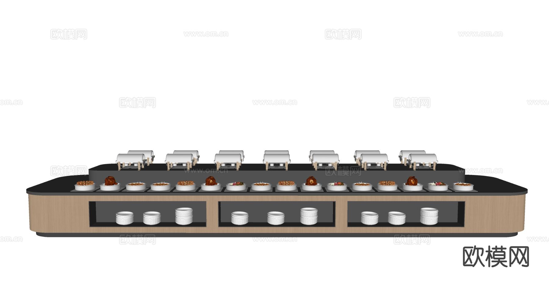 现代自助备餐台su模型