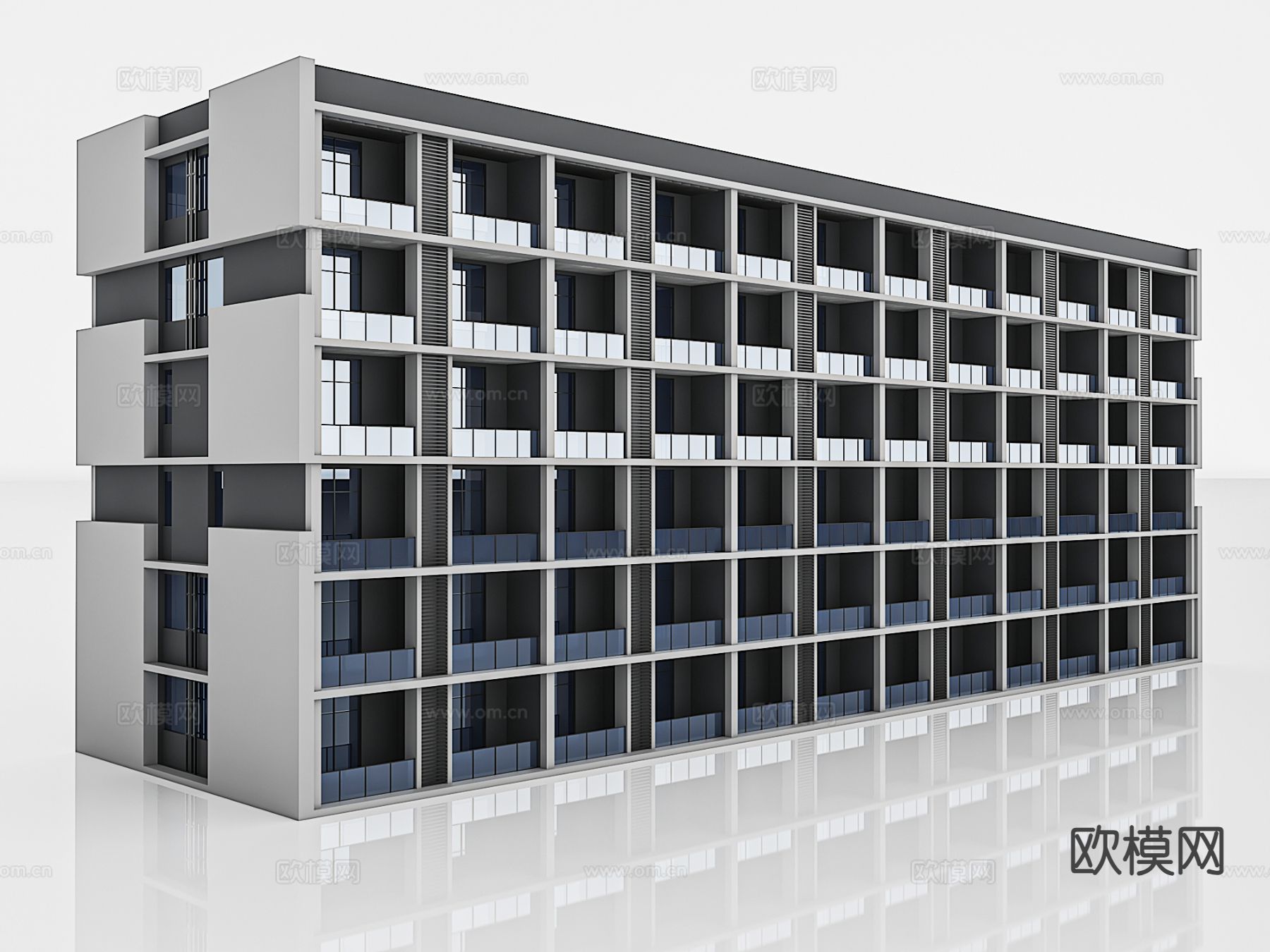 简约办公楼建筑外观3d模型