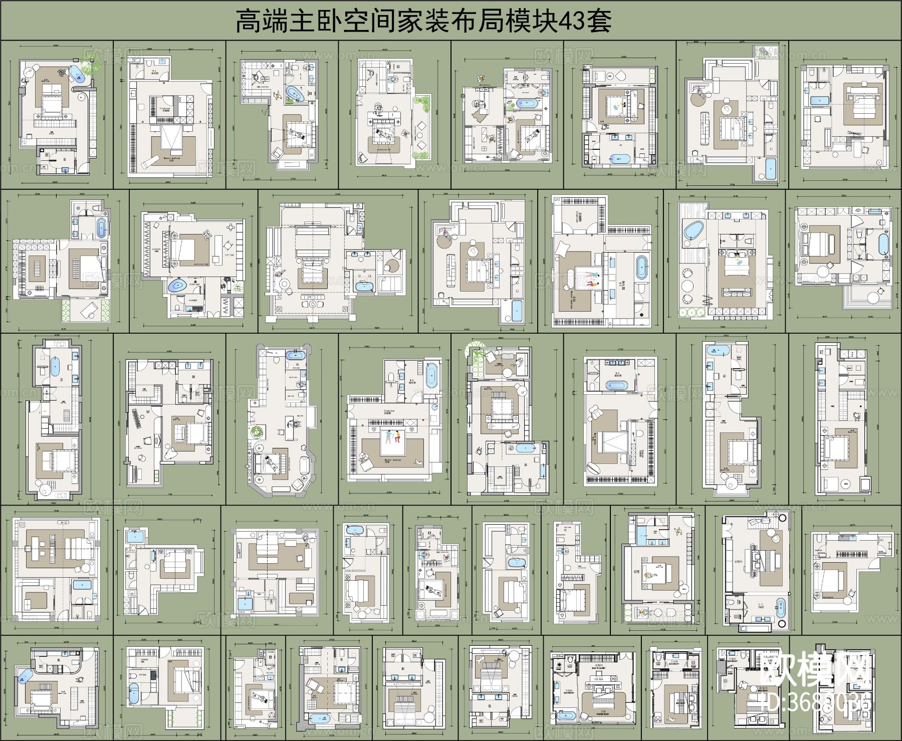 高端主卧空间家装布局CAD图库