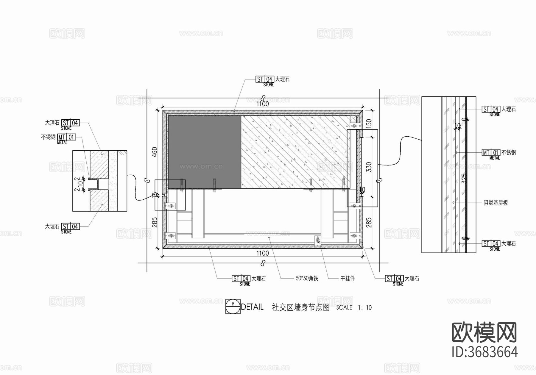 石材造型柱施工cad大样详图