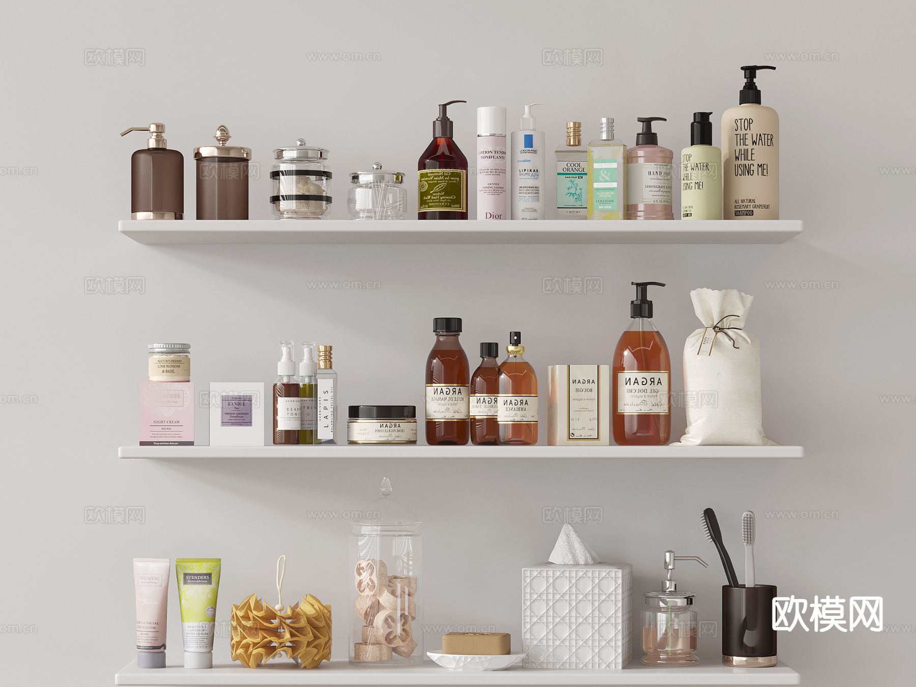 洗浴用品 洗发水 沐浴露 浴巾su模型下载（渲染图2）