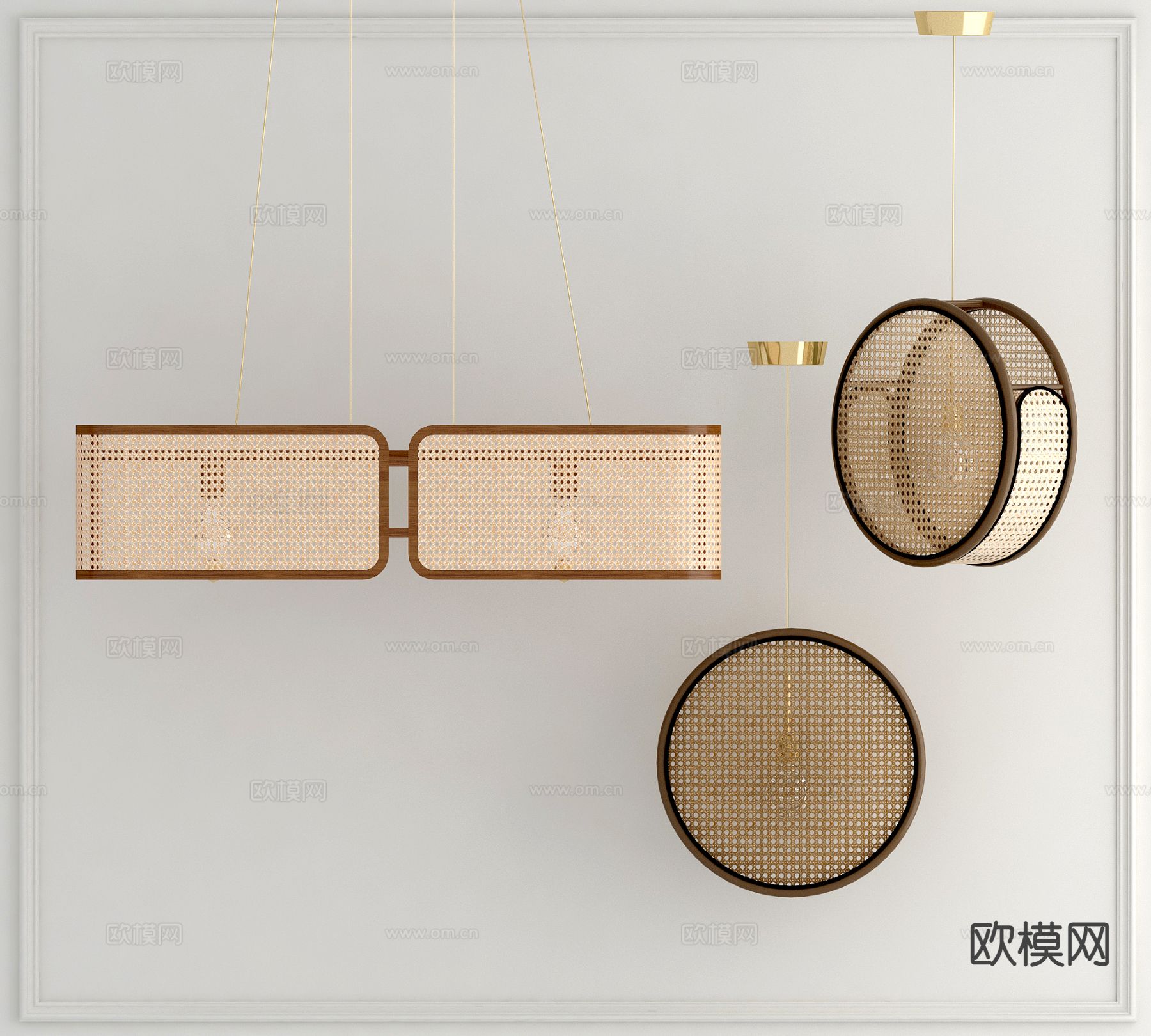 中式小吊灯 藤编吊灯3d模型