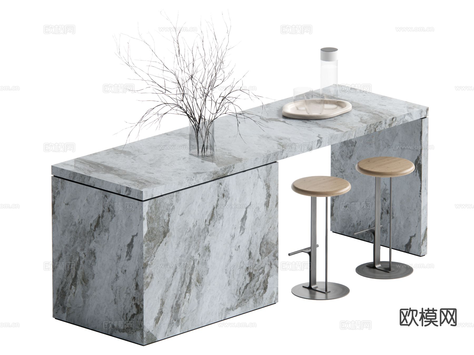 现代中岛台su模型下载（渲染图2）