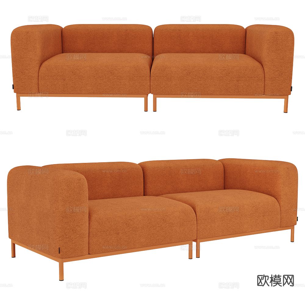 Delo 爱马仕橙沙发 双人沙发3d模型