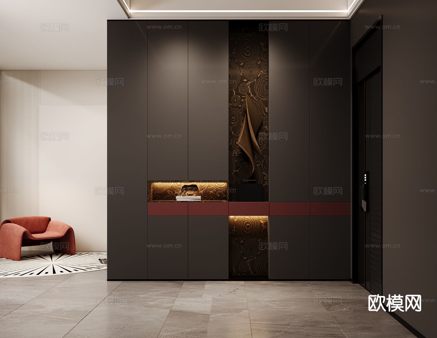 暗黑风鞋柜 玄关鞋柜3d模型下载