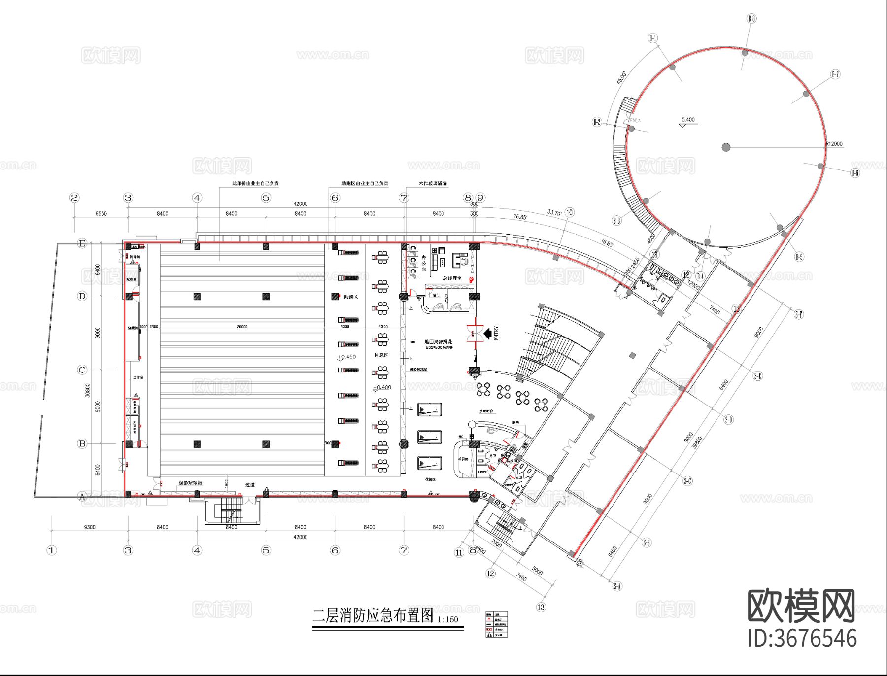 保龄球馆整体cad施工图