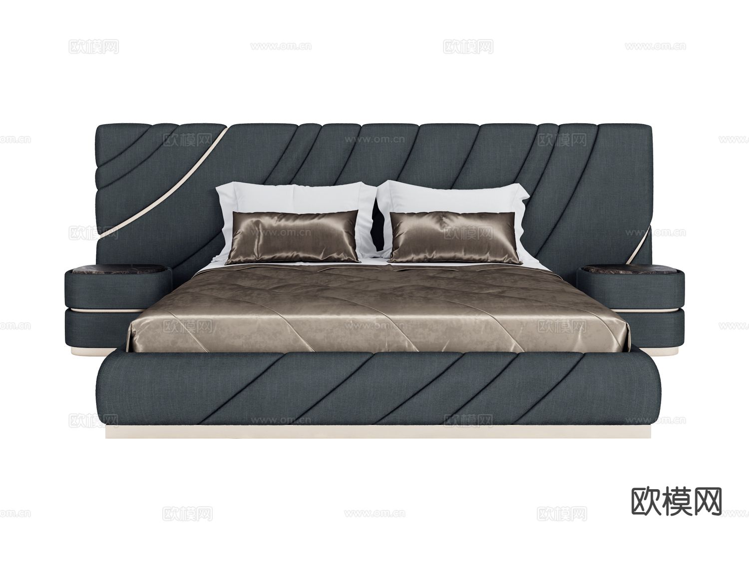 visionnaire轻奢双人床3d模型下载（渲染图1）