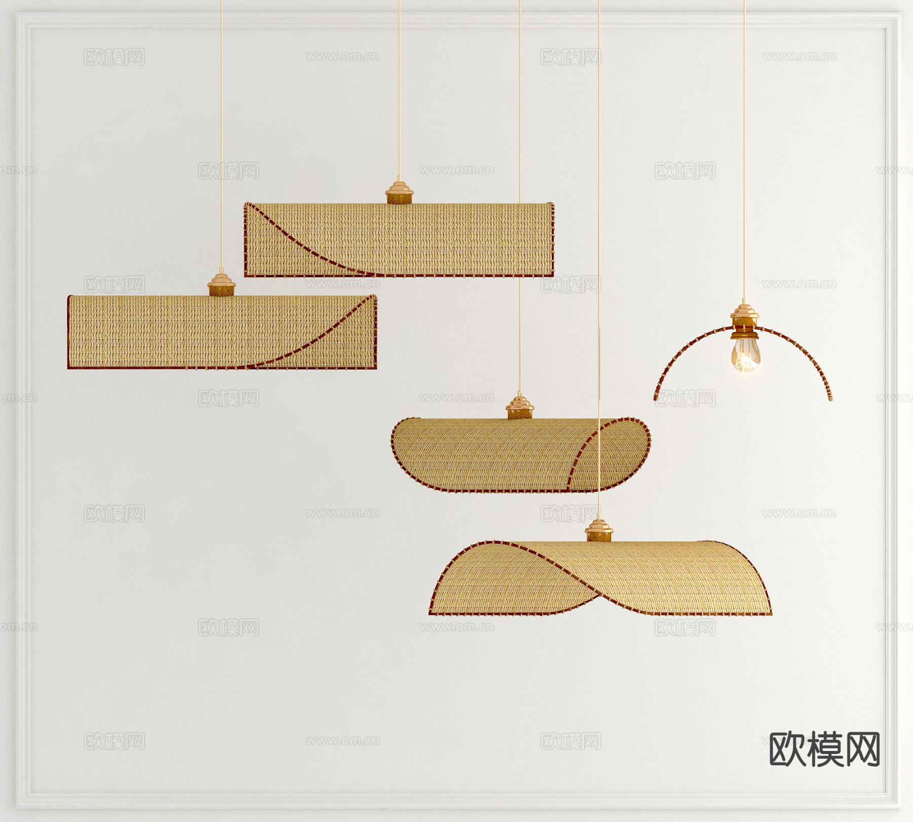 中式吊灯 藤编吊灯3d模型