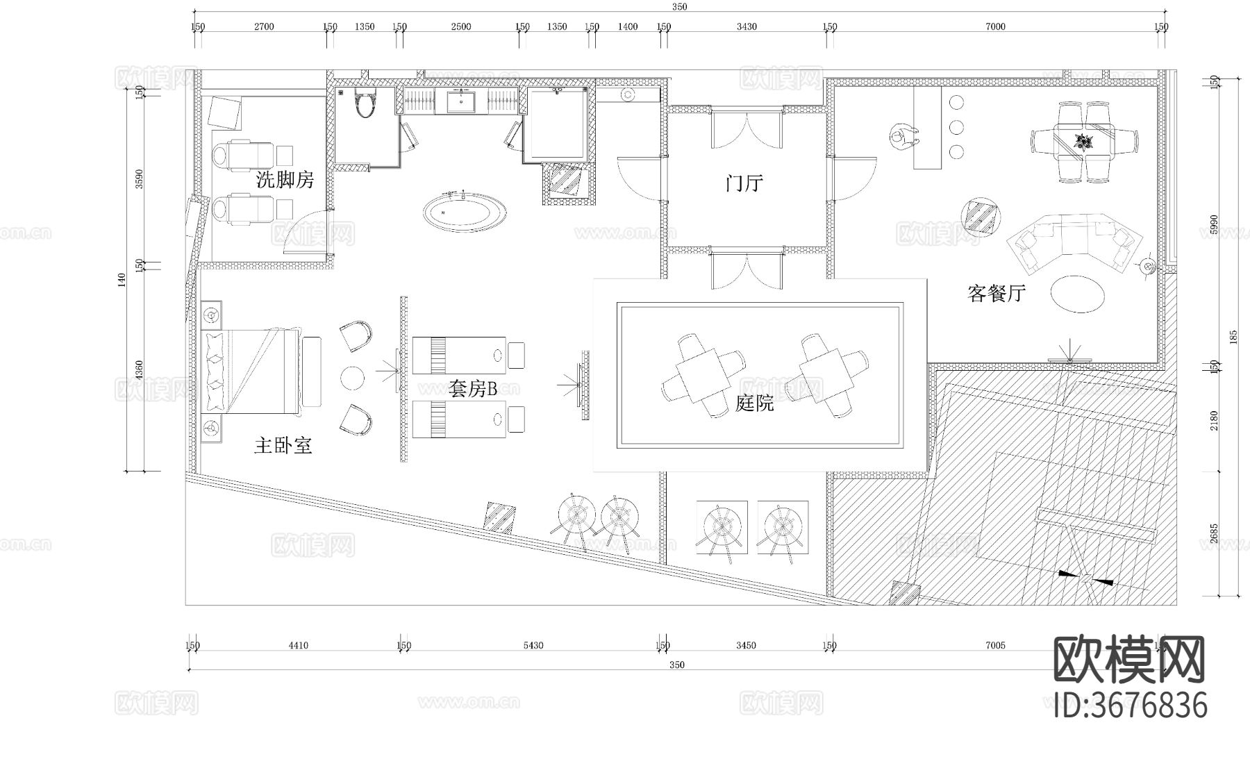 20套酒店客房 总统套房cad平面图