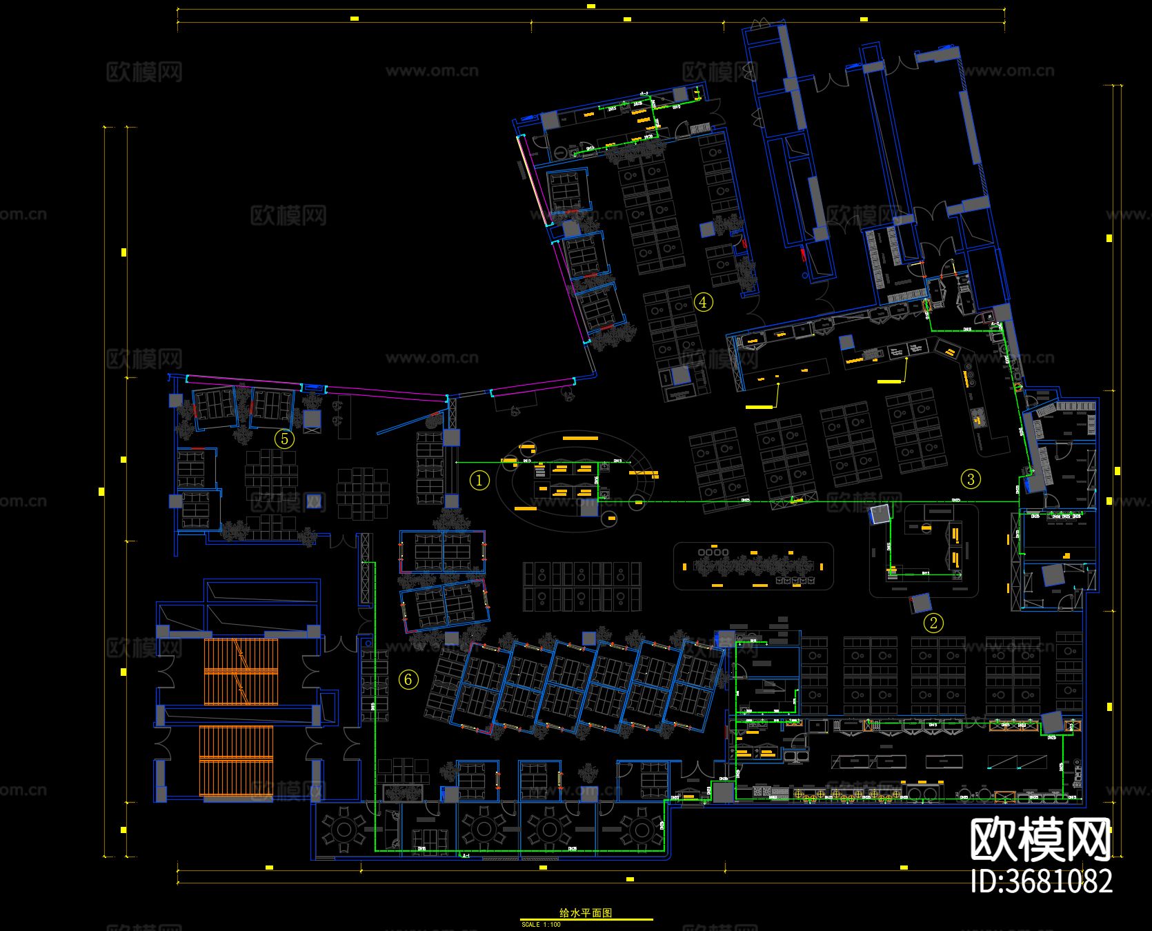 自助餐厅-机电系统图cad施工图下载（渲染图5）