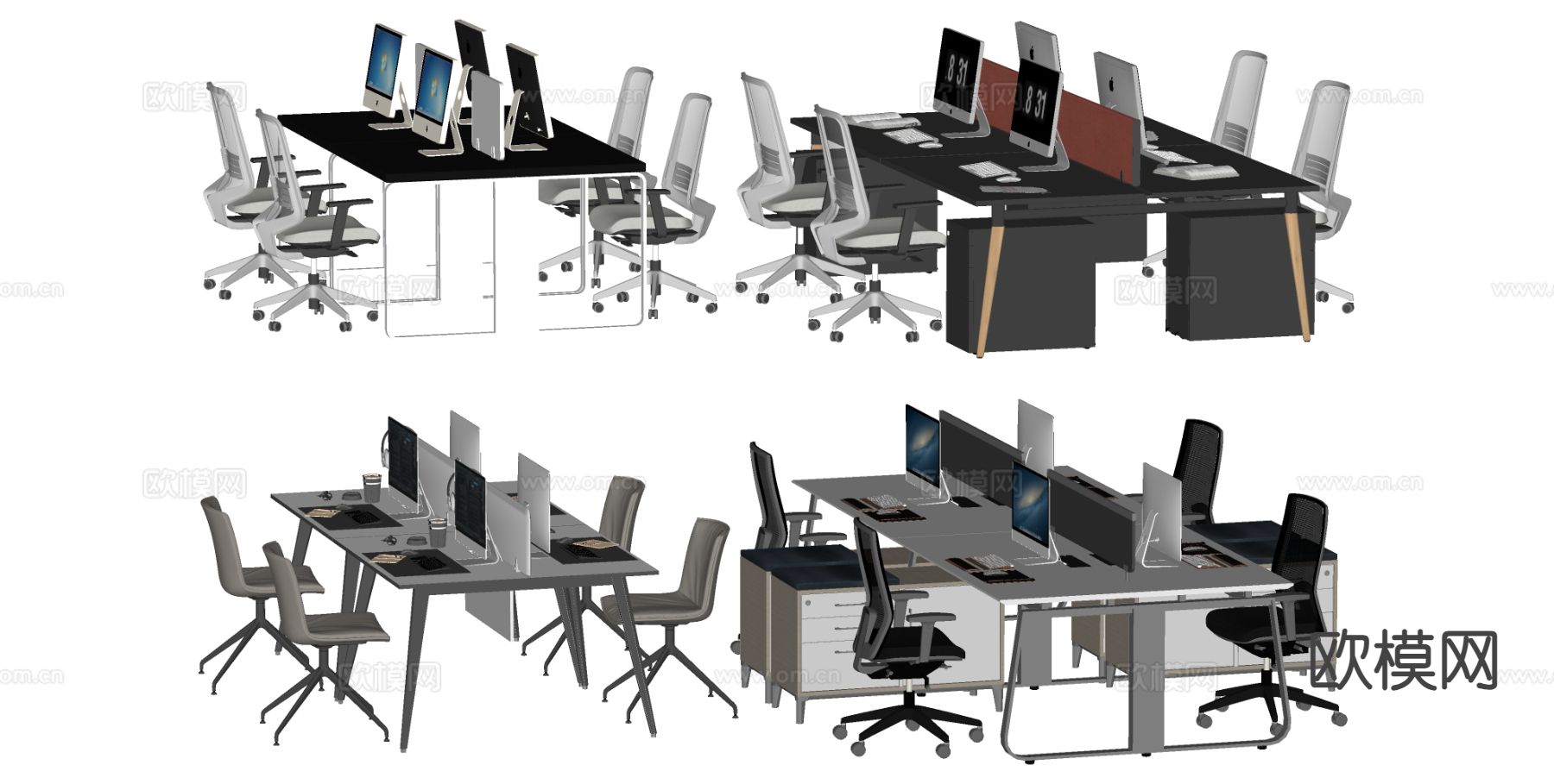 现代办公桌椅su模型下载（渲染图1）