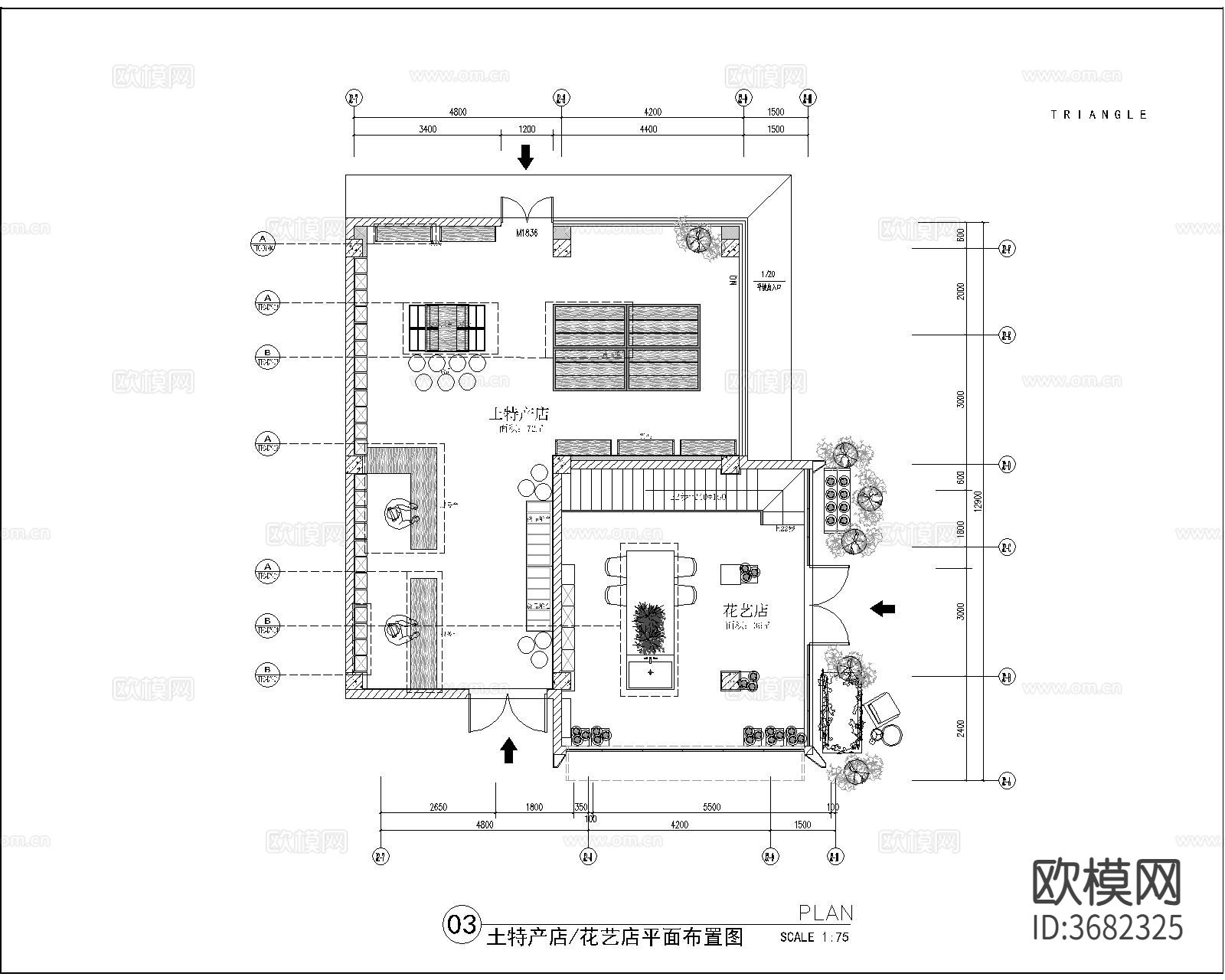 花店cad施工图