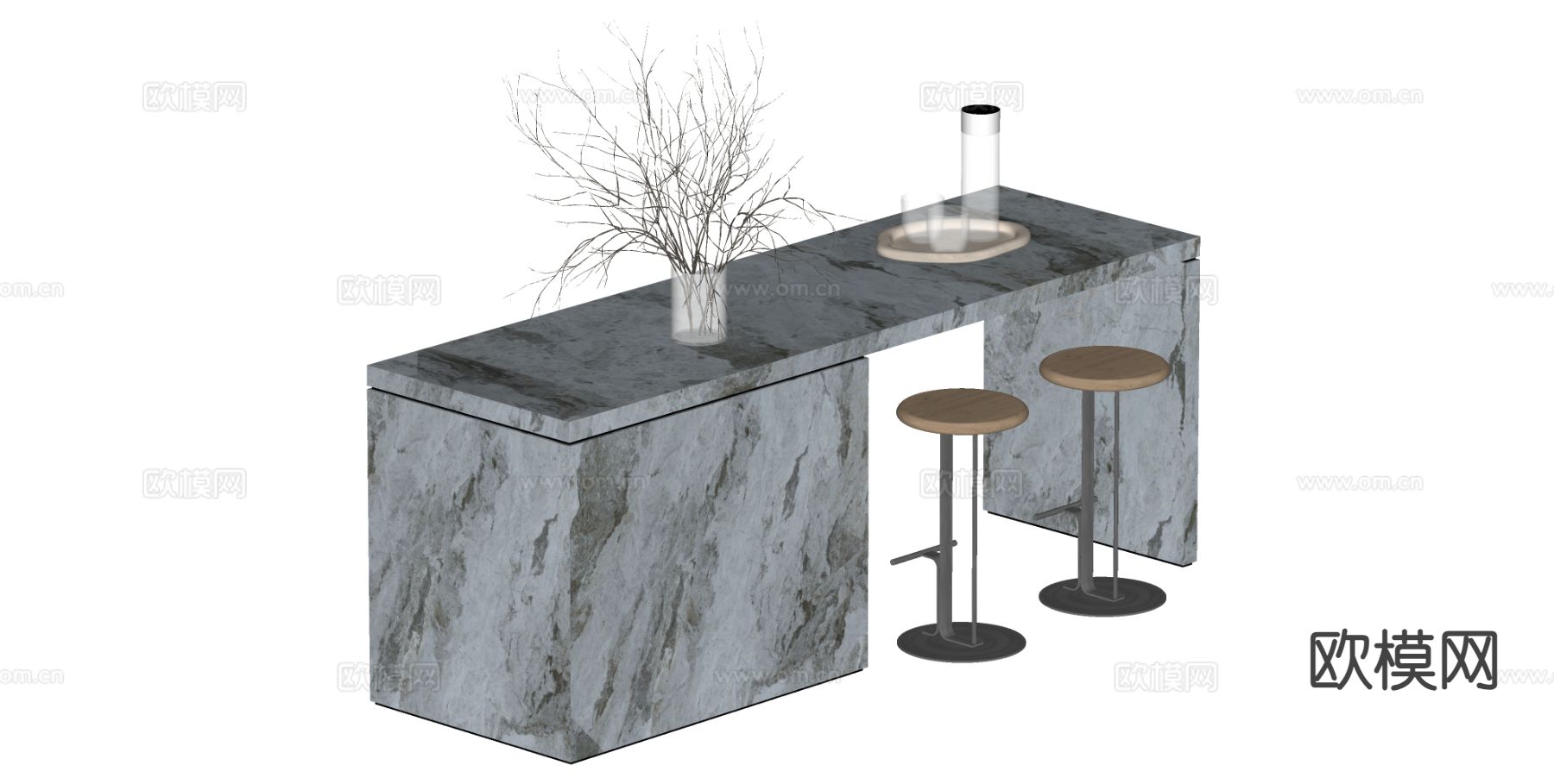 现代中岛台su模型下载（渲染图1）