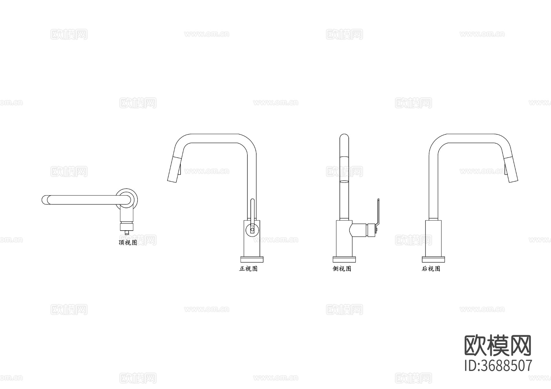 厨房水龙头cad大样图下载