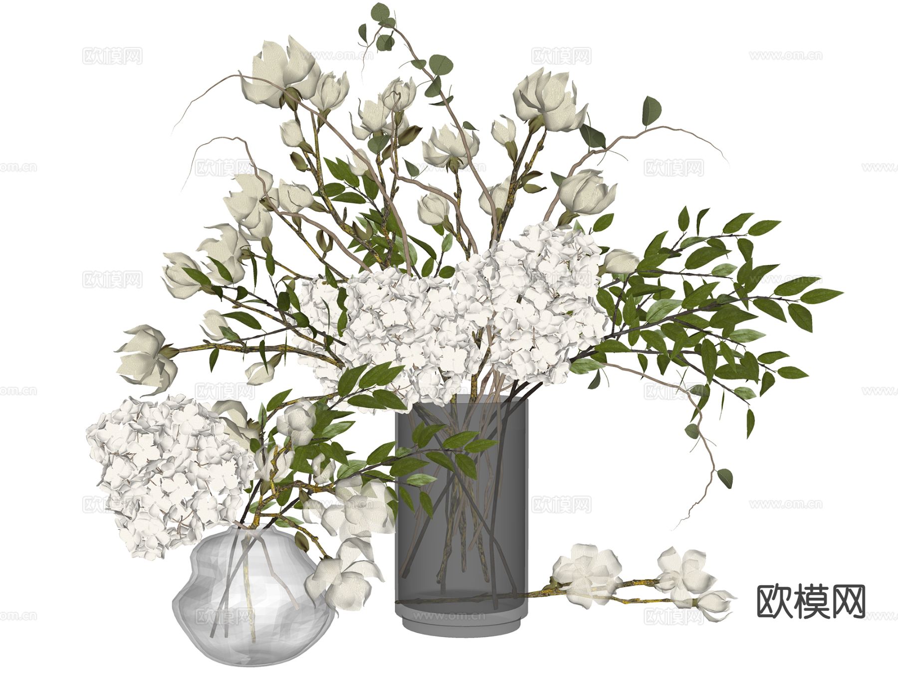 现代花瓶 花艺 鲜花 插花su模型下载（渲染图1）