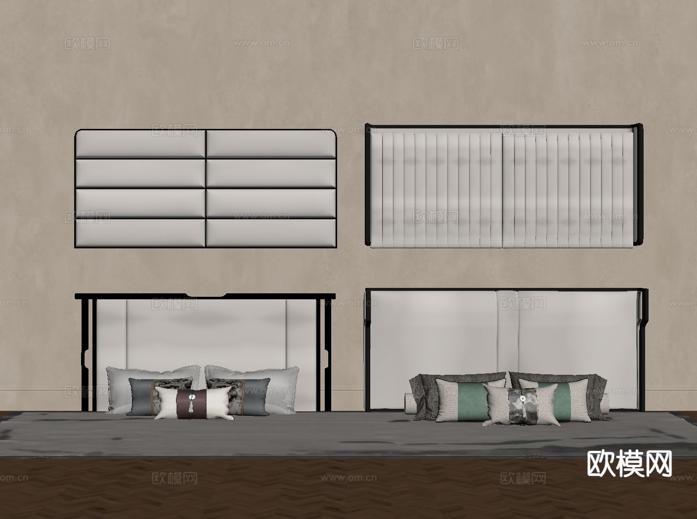 床头靠背 软包 抱枕su模型下载（渲染图1）