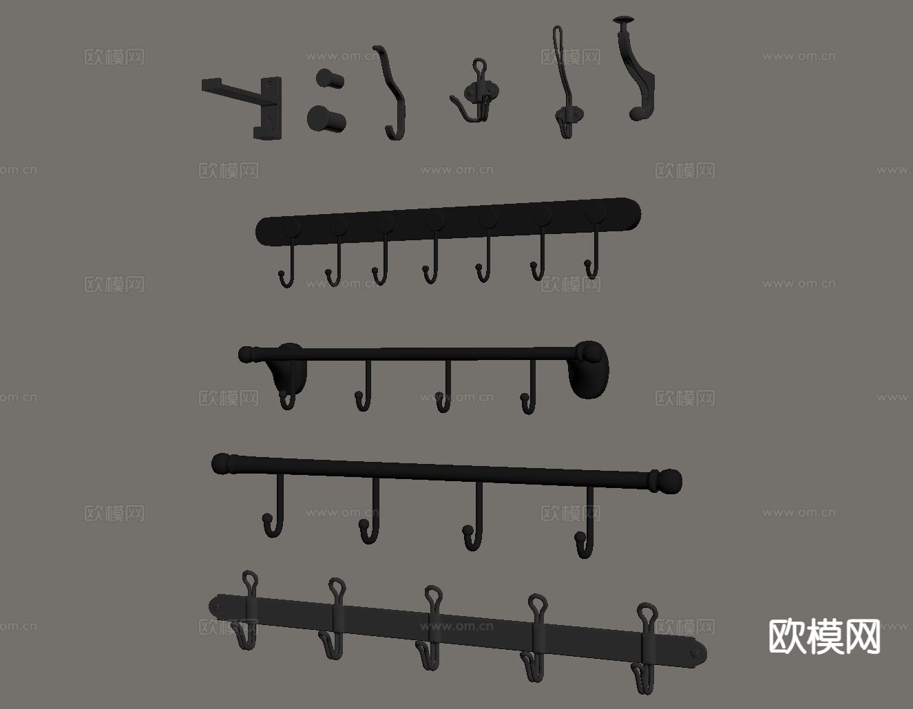 铁艺挂衣钩 衣架 挂钩su模型