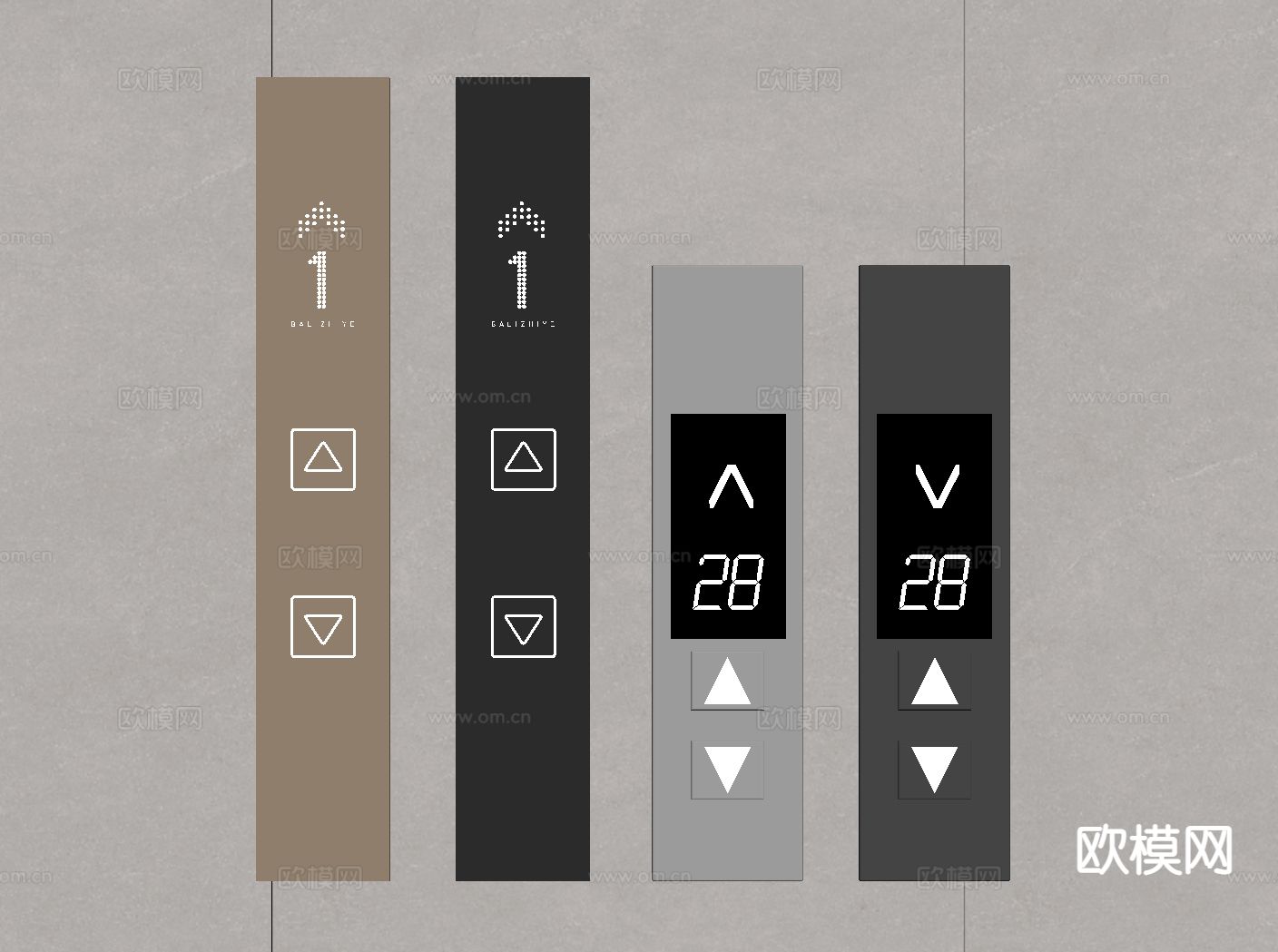 电梯按键 按键面板 导视牌su模型
