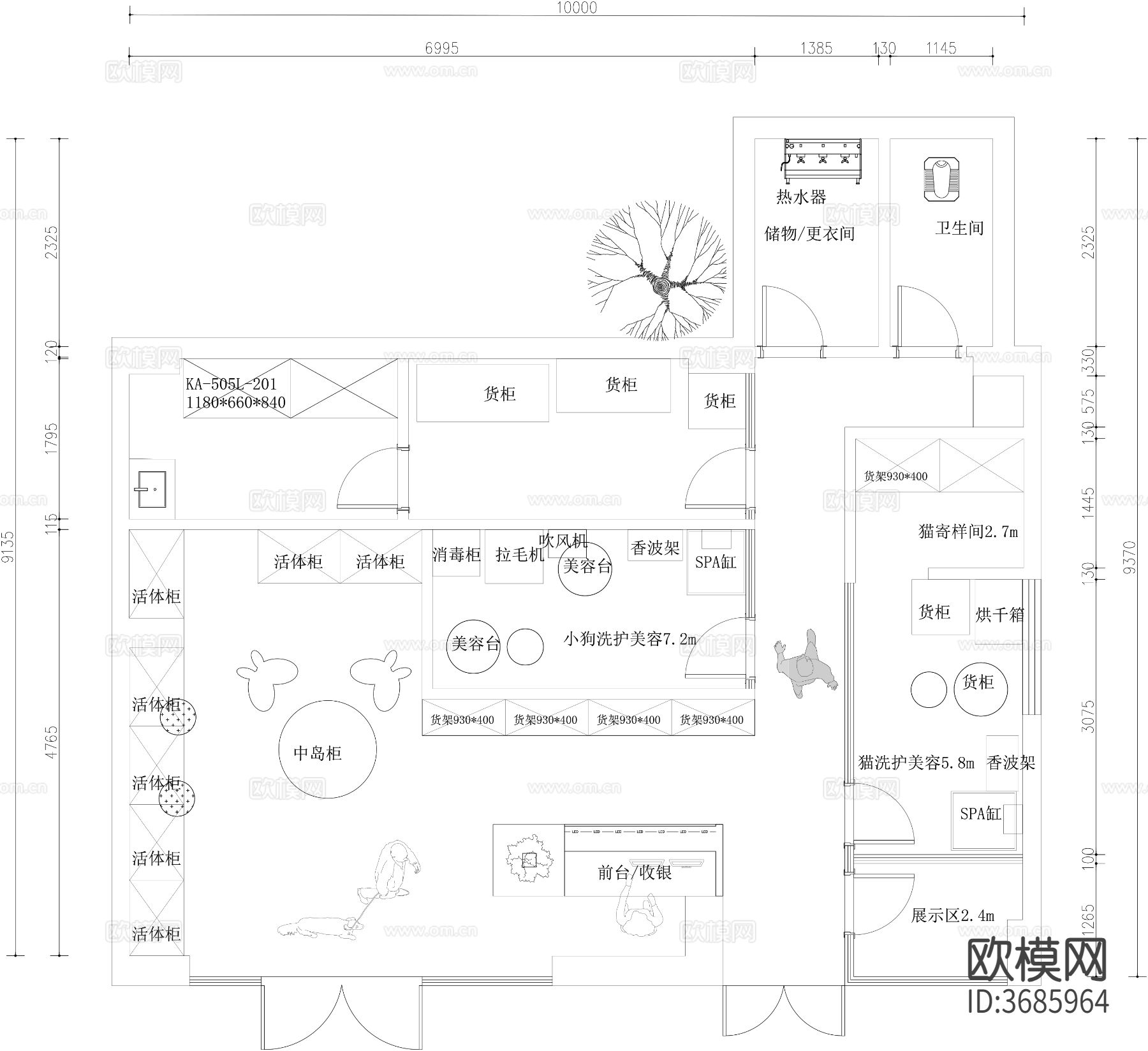 宠物店 宠物医院cad平面图