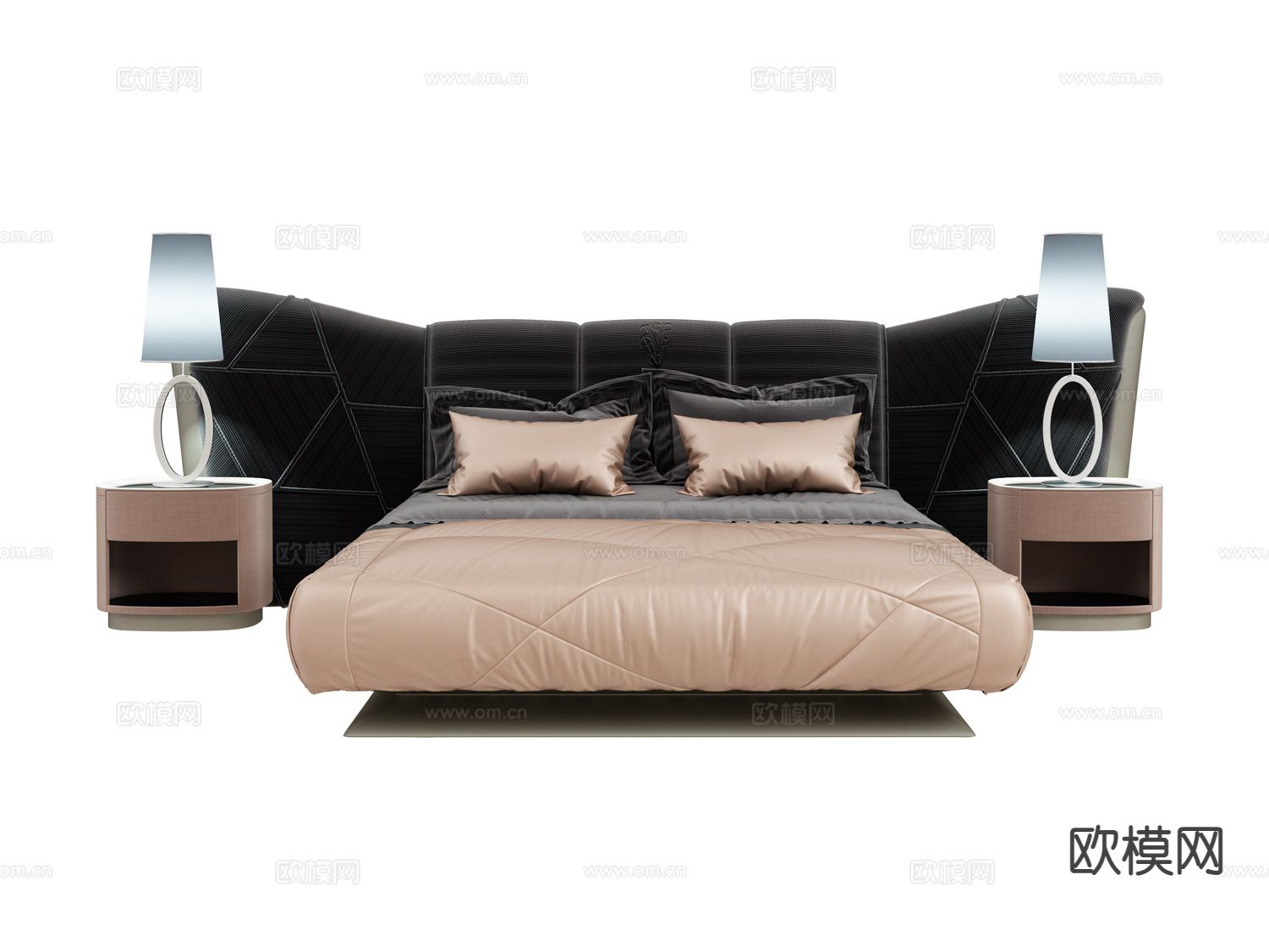 visionnaire轻奢双人床3d模型下载（渲染图1）