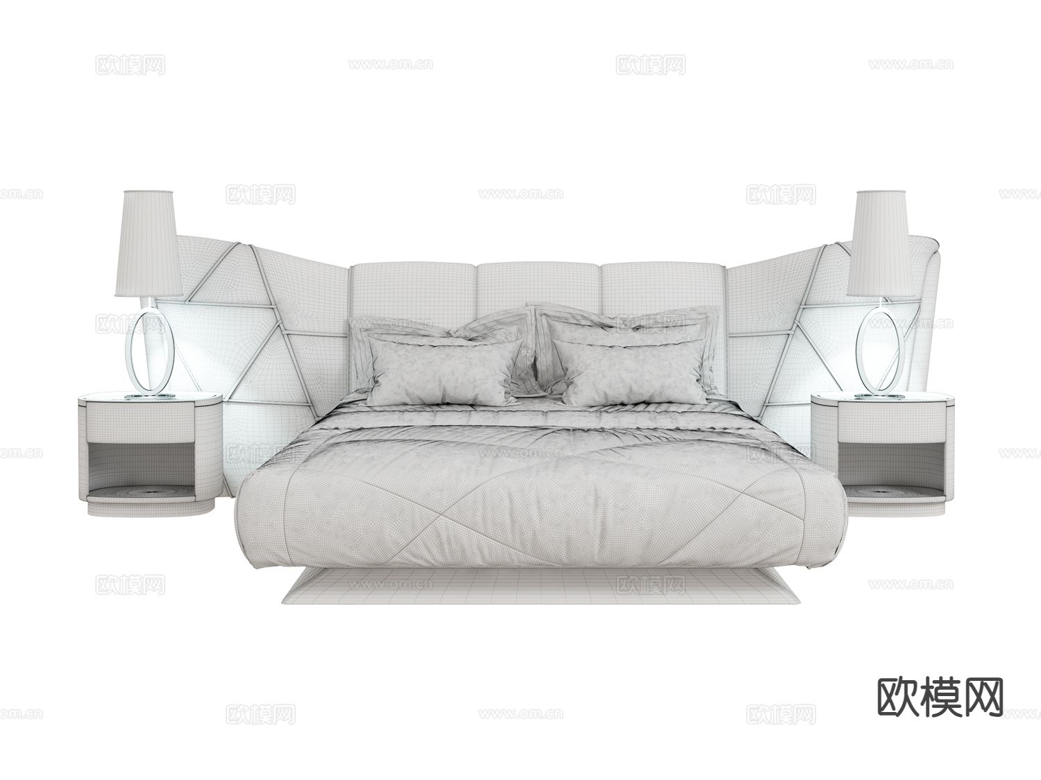 visionnaire轻奢双人床3d模型下载（渲染图2）