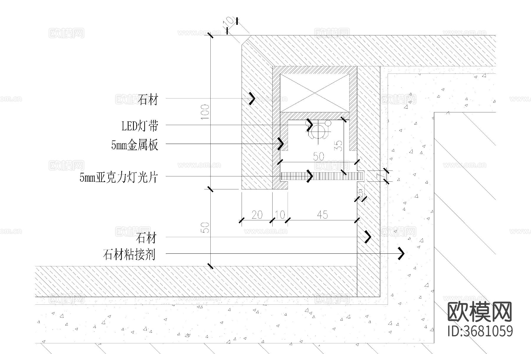 室内台阶踏步LED灯带节点大样图