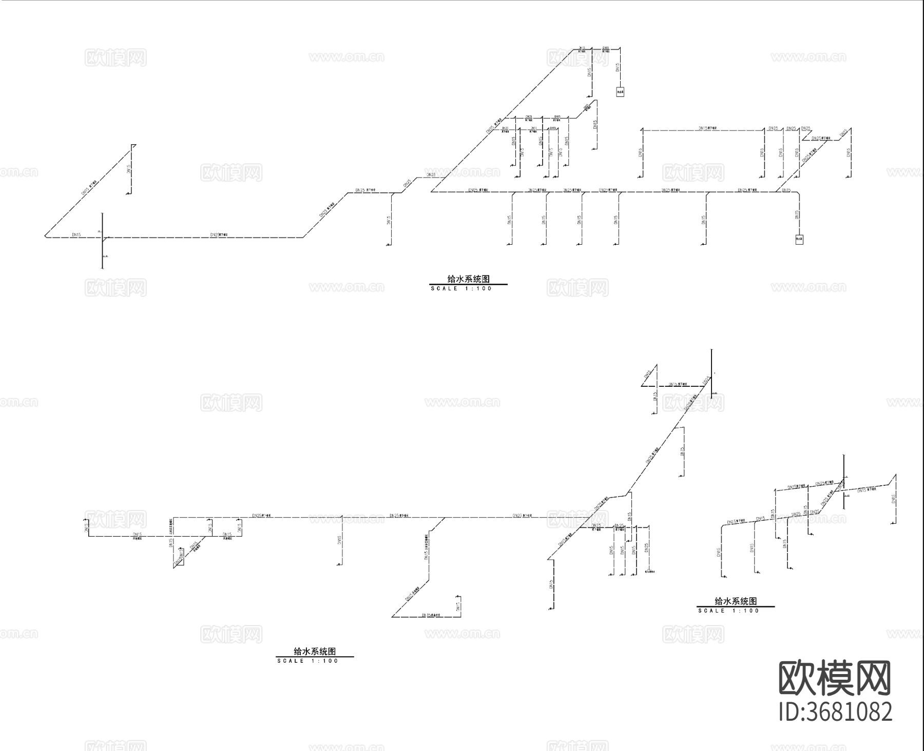 自助餐厅-机电系统图cad施工图下载（渲染图2）