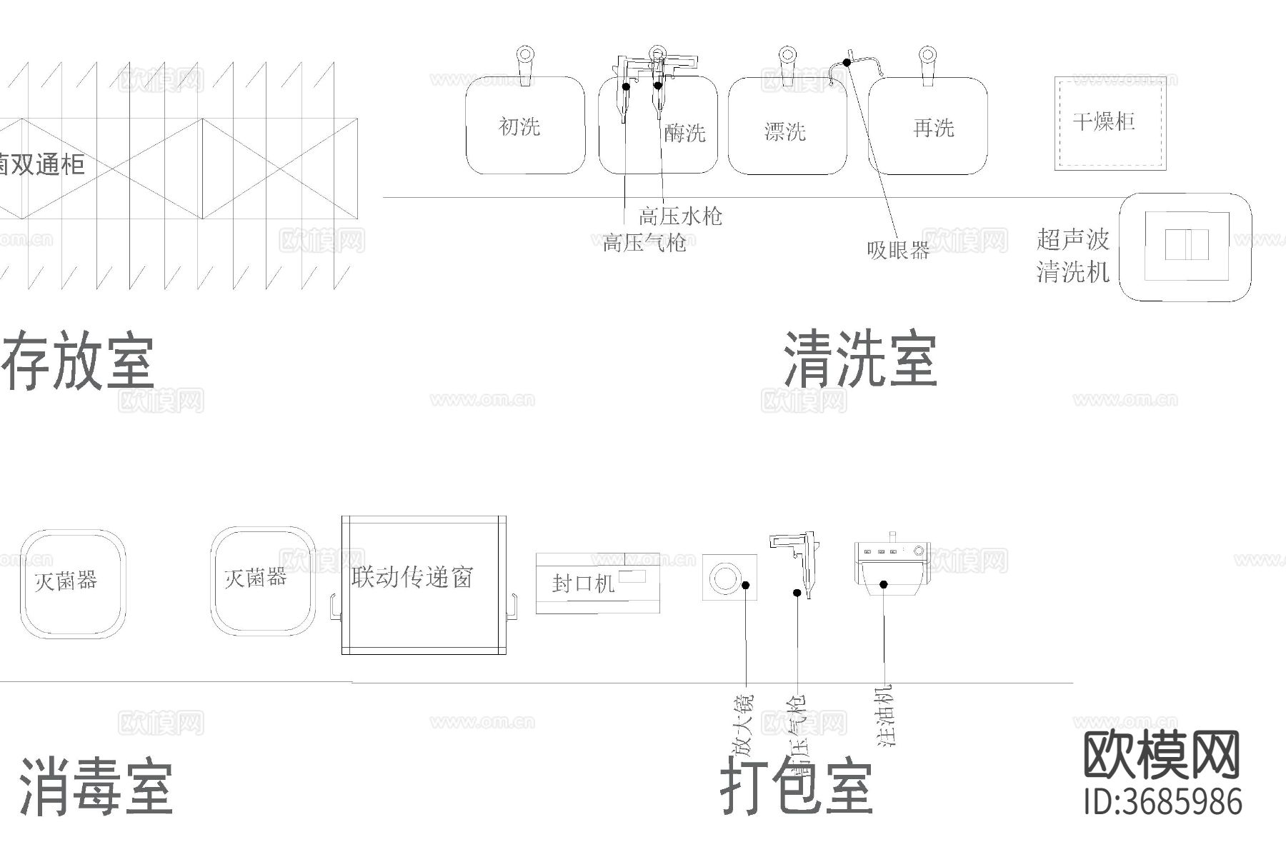 牙科医疗设备cad平面图库