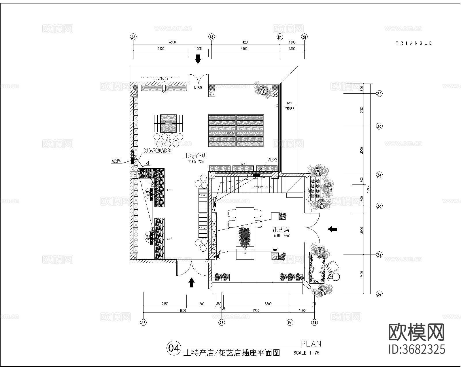 花店cad施工图