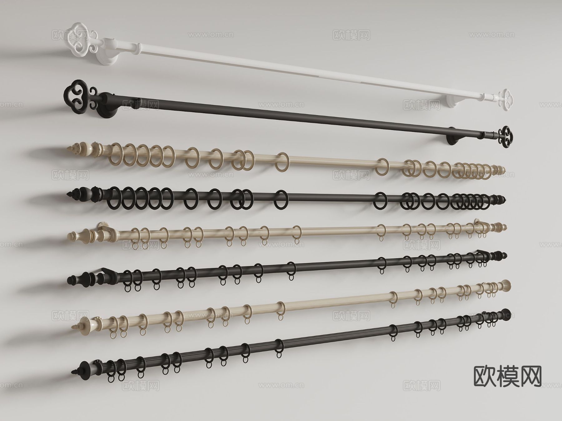 窗帘杆 罗马杆3d模型下载