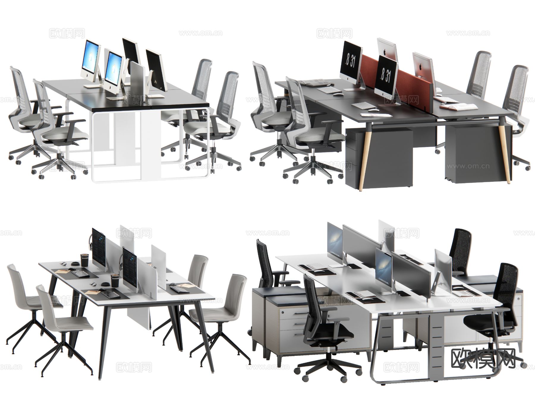 现代办公桌椅su模型下载（渲染图2）