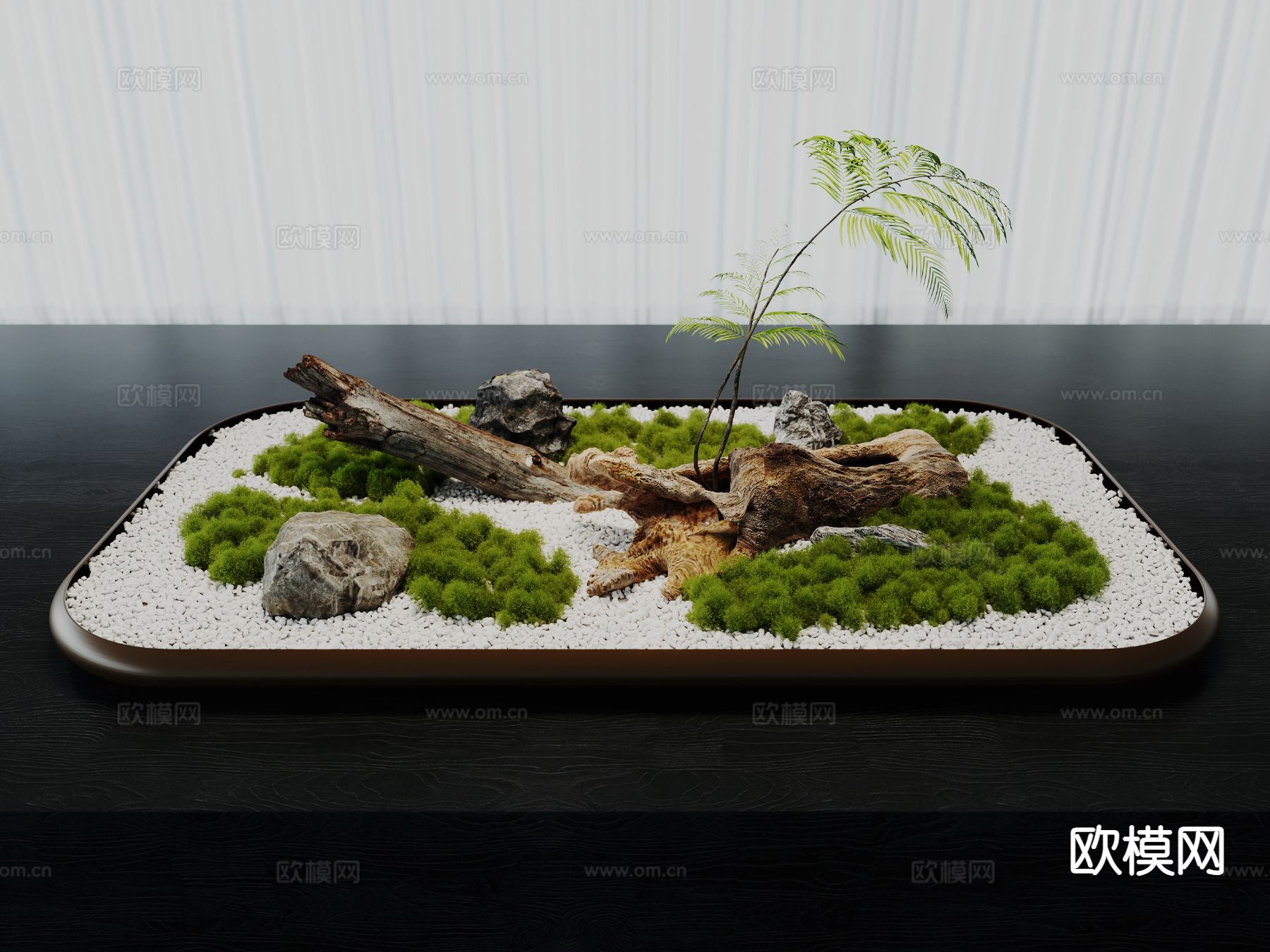 现代绿植造景 苔藓盆景3d模型