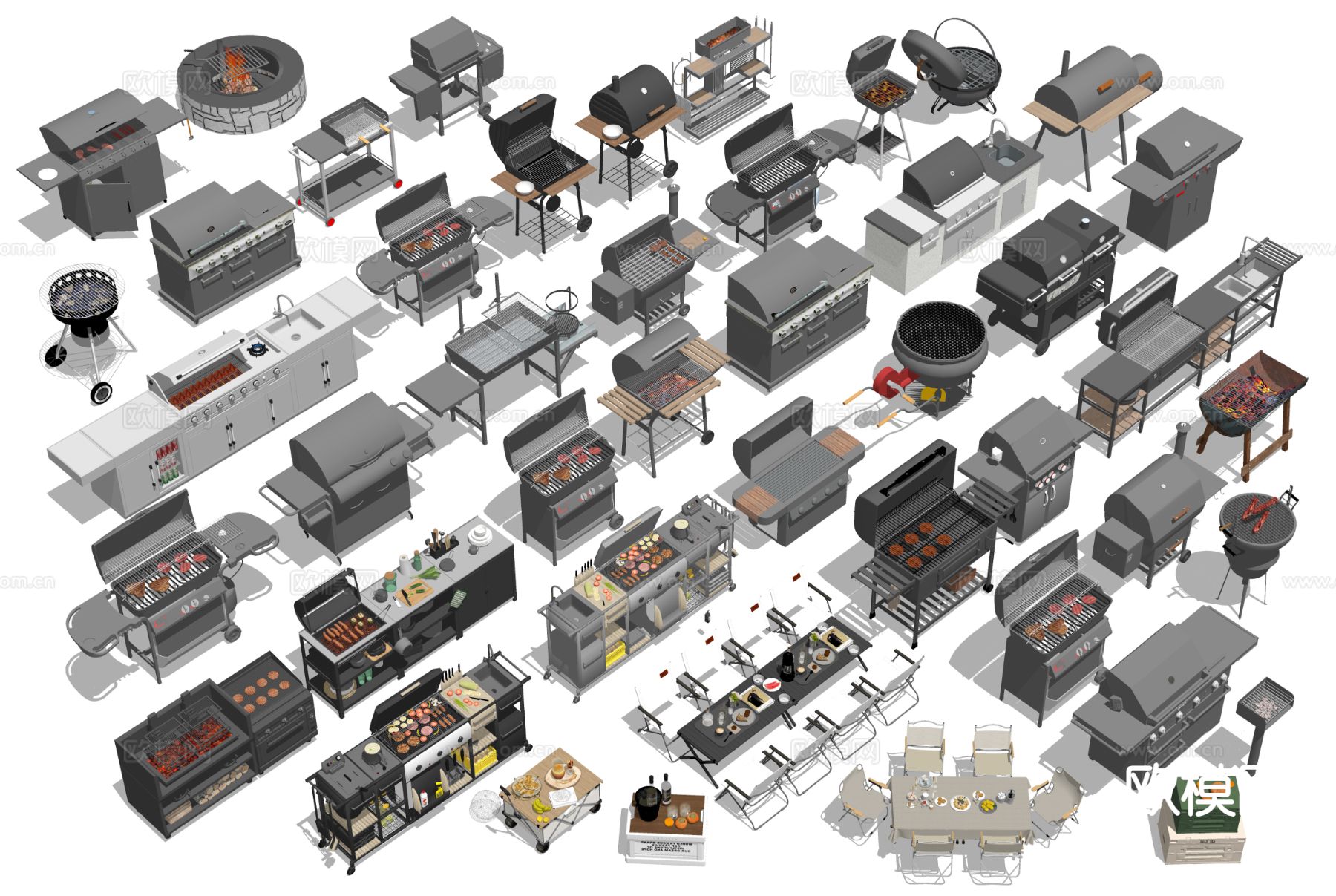 户外烧烤架 烧烤炉 野餐烤架su模型