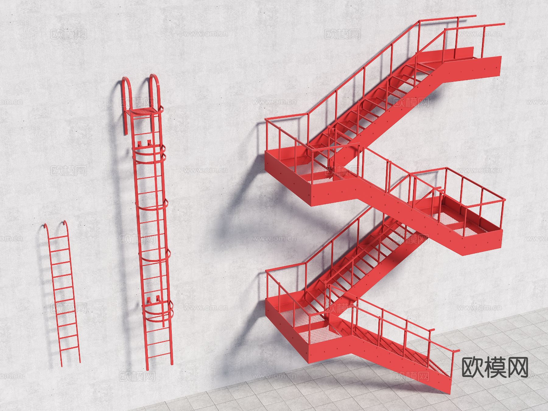 室外楼梯 消防楼梯 金属楼梯3d模型