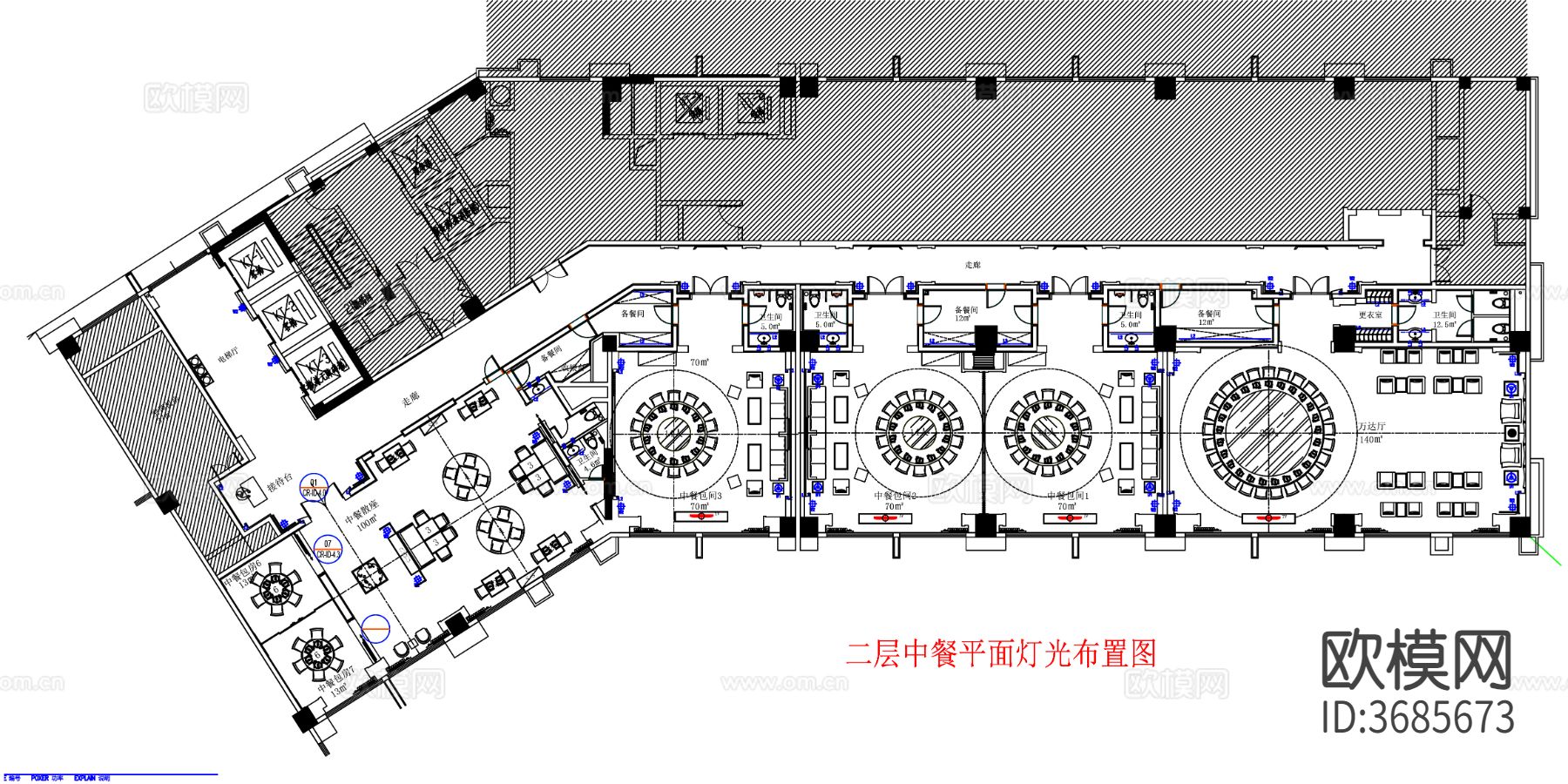 酒店餐厅cad平面图