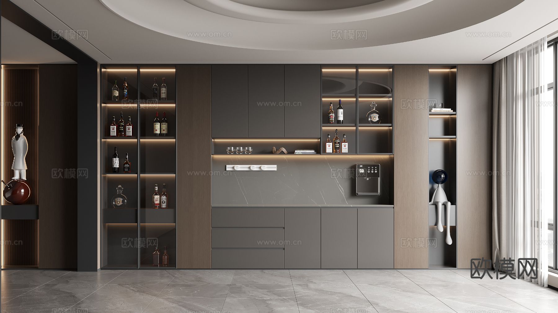 现代酒柜 餐边柜3d模型下载