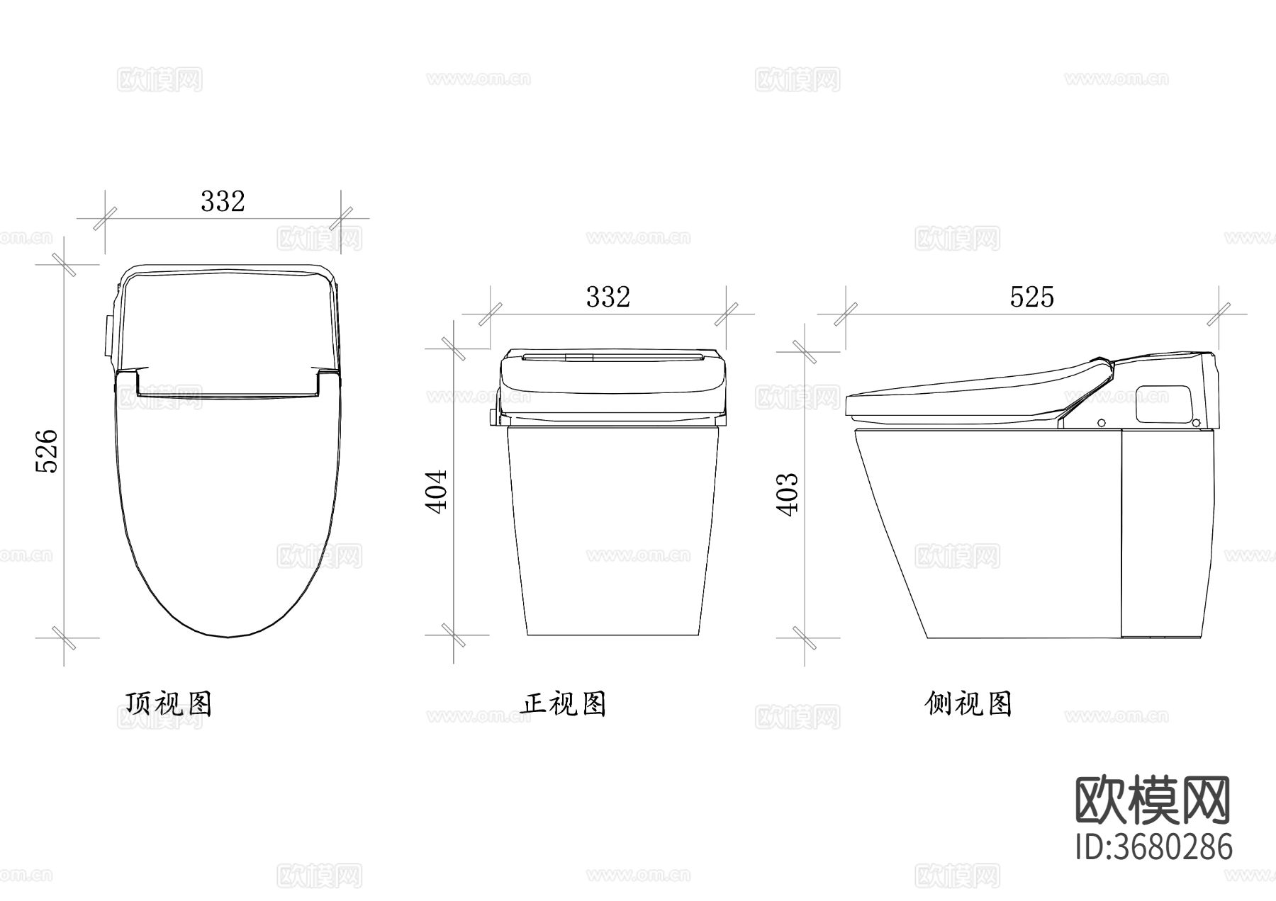 无水箱快捷智能 无水箱快捷 无水箱直冲快捷 无水箱坐便器cad大样图